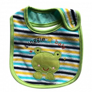 Нагрудник-слюнявчик детский текстильный с вышивкой "Мишка", цвет зеленый