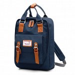 Рюкзак для мамы текстильный с элементами из эко кожи, цвет темно-синий