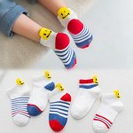 Набор носков детских (5 шт.) укороченные с дизайном &quot;Смайлик&quot;, цвет белый/синий/красный