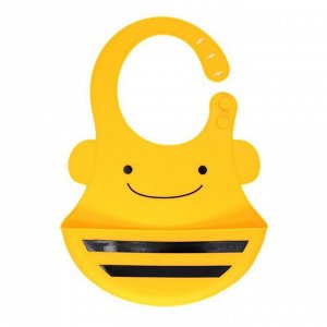 Нагрудник детский силиконовый с милым дизайном "Пчелка", цвет желтый