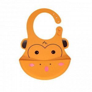 Нагрудник детский силиконовый с милым дизайном "Обезьянка", цвет оранжевый