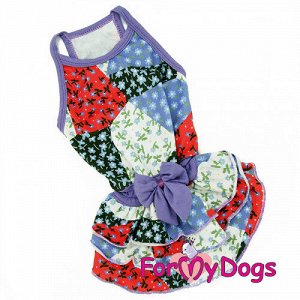 Платье для собак р16, спинка 33см Пэчворк фиолетовое Formydogs
