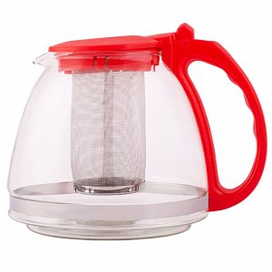 Чайник заварочный стеклянный 1,3л с фильтром красн TM Appetite