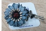 Брошь Vel Vett цветок серый (мягкие лепестки)