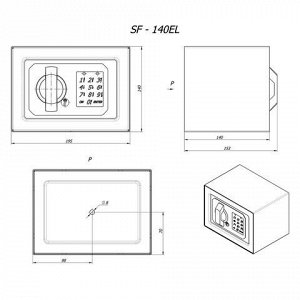 Сейф мебельный BRABIX "SF-140EL", 140х195х140 мм, электронный замок, черный, 291141, S103BR210214
