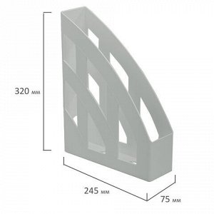 Лоток вертикальный для бумаг КОМПЛЕКТ 2 шт., BRAUBERG &quot;Modern&quot;, 245х75х320 мм, серый, 238029