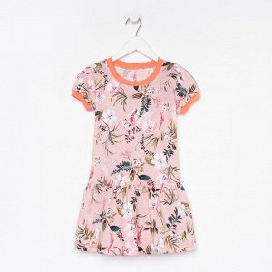 Платье для девочки, цвет персик/цветы, рост