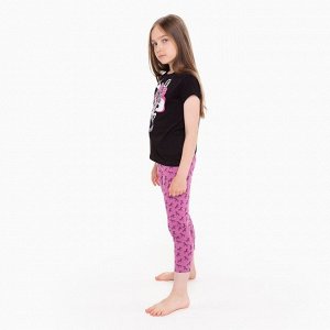 Пижама для девочки, цвет чёрный/розовый, рост 98 см