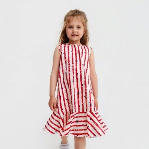 Платье для девочки KAFTAN «Полоска», размер34 (122-128), цвет белый/красный