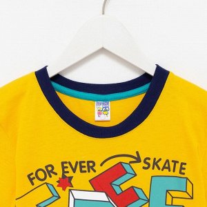 Комплект для мальчика (футболка, шорты), цвет жёлтый/тёмно-синий, рост