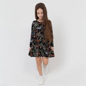 Платье для девочки Джунгли, цвет чёрный, рост 98 см