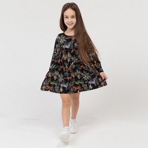 Платье для девочки Джунгли, цвет чёрный, рост 98 см