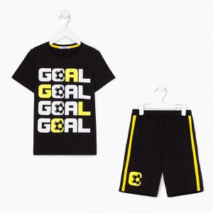 Комплект для мальчика (футболка, шорты), цвет чёрный, рост