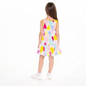 Платье для девочки, цвет белый/сердечки, рост 98 см