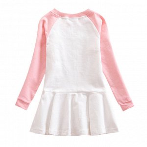 Платье для девочки, длинный рукав, принт "Холодное сердце", цвет белый/розовый