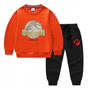 Костюм спортивный детский, принт "Парк юрского периода", цвет оранжевый/черный