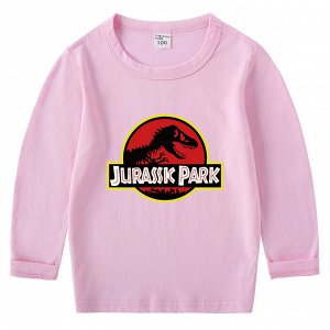 Лонгслив детский, принт  "Парк юрского периода", цвет светло-розовый
