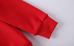 Костюм детский спортивный, с капюшоном, утепленный на мягком флисе, принт "Прекрасная София", цвет красный/серый