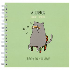 Скетчбук 60л., 150*150 MESHU ""Harmonicat"", на гребне, 120г/м2, выб. лак, soft-touch