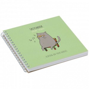 Скетчбук 60л., 150*150 MESHU ""Harmonicat"", на гребне, 120г/м2, выб. лак, soft-touch