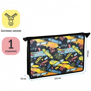 Папка для тетрадей 1 отделение, А4, ArtSpace ""Skate"", ламинированный картон, фольга, на молнии