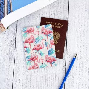 Обложка для паспорта ""Розовый фламинго""