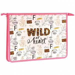 Папка для тетрадей 2 отделения А4 ArtSpace ""Wild at heart"", пластик, на молнии
