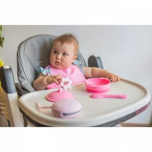 СИМА-ЛЕНД Набор для кормления: миска на присоске с крышкой, ложка, цвет розовый