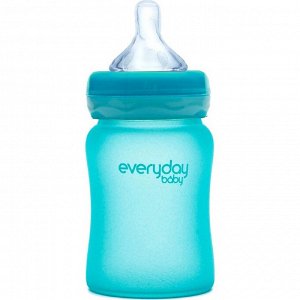 Бутылочка для кормления Everyday Baby, с индикатором температуры, цвет бирюзовый, 150 мл