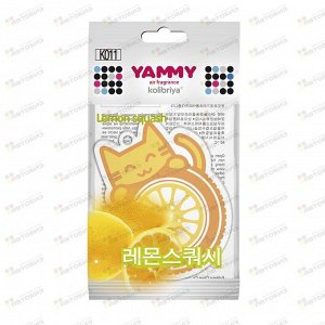 Ароматизатор подвес. "Yammy" картон с пропиткой Котик "Lemon Squash" (1/200) K011