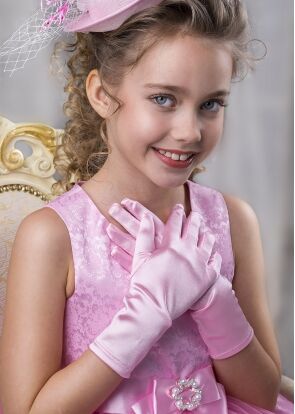 Элегантные перчатки для девочек, 24 см