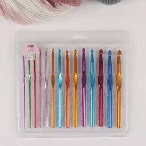 Набор крючков для вязания, d = 2-10 мм, 14,5 см, 14 шт, цвет разноцветный