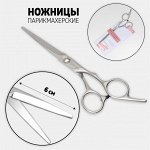Ножницы парикмахерские с упором, лезвие — 6 см, цвет серебристый