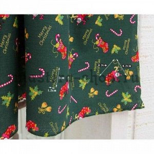 Ткань из коллекции Подарки Санты: Носки. Зеленая