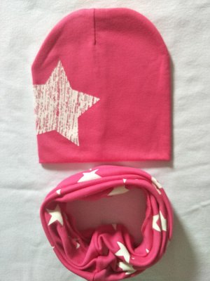 Детская шапка и снуд, принт «Звезда», цвет ярко-розовый