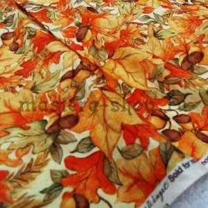 Ткань для печворка и рукоделия: Желуди и листья