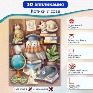 4198 Набор для творчества Дрофа-Медиа 3Д аппликация Котики и сова