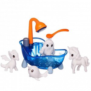 WK-19010 Набор для творчества Junfa Фигурки для раскраски. Волшебные животные в ванне с душем (4 фигурки для раскраски, 6 фломастеров, щетка, раскраска)