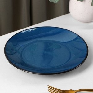Тарелка керамическая десертная Доляна «Глянец», d=20 см, цвет синий