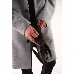 Планшет мужской на молнии, наружный карман, длинный ремень, цвет коричневый
