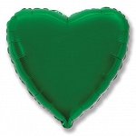 202500VE Шар-сердце   9&quot;/23 см, фольга, зеленый (FM)