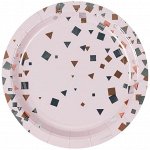 1502-5496 Тарелка бумажная &quot;Конфетти Party&quot;, розовая, 17 см, 6 шт.