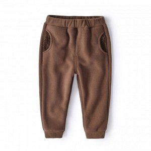 Детские брюки с карманами, утепленные, цвет коричневый