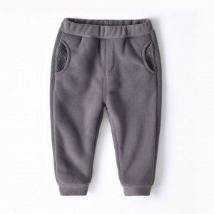 Детские брюки с карманами, утепленные, цвет серый