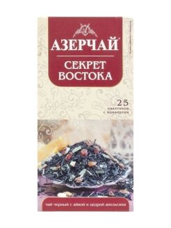 Чай Азерчай Секрет Востока  с айвой и цедрой апельсина черн. байх. с конв.1,8гр. х25п х 24 к/к