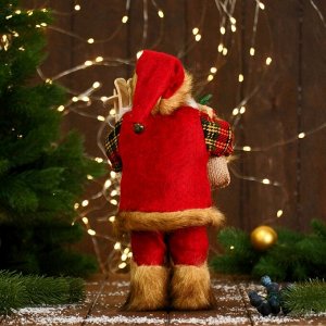 Дед Мороз "С мешком и лыжами" 30 см