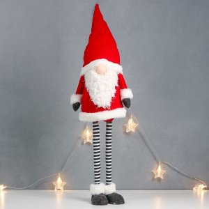 Кукла интерьерная "Дед Мороз в полосатых гетрах, красный" 80х24х14 см