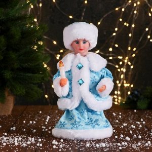 Снегурочка "Пуговка ромбик" с подсветкой, двигается, 30 см, голубой