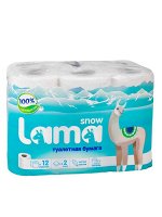 Туалетная бумага LАМA 12 рулонов 2-х сл. белая