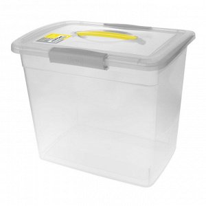 Ящик для хранения, 20 л, с крышкой, пластик, желто - серый, прозрачный, LACONIC, 315 х 370 х 270 мм